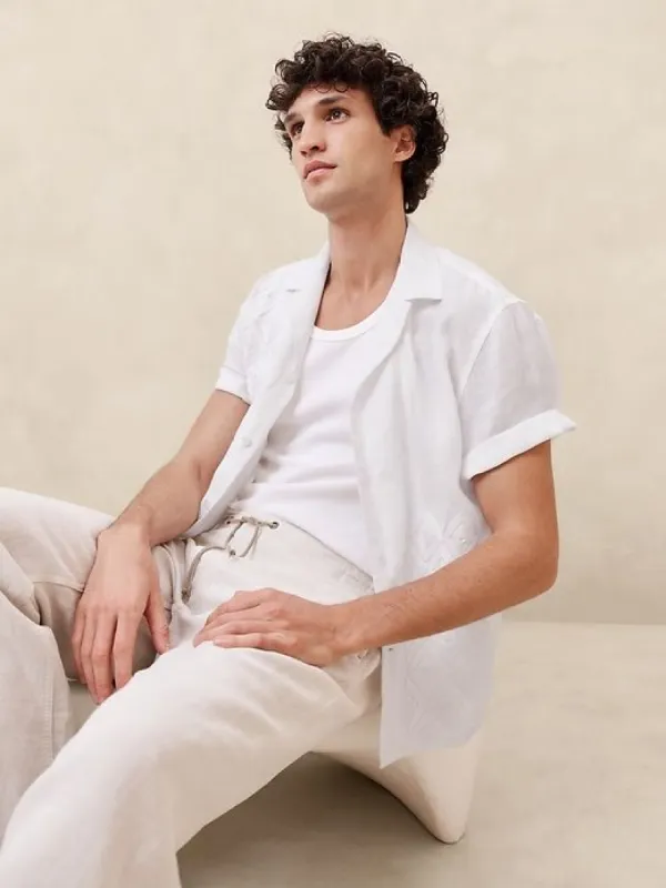 Embroidered Linen Resort Shirt sold by Banana Republic