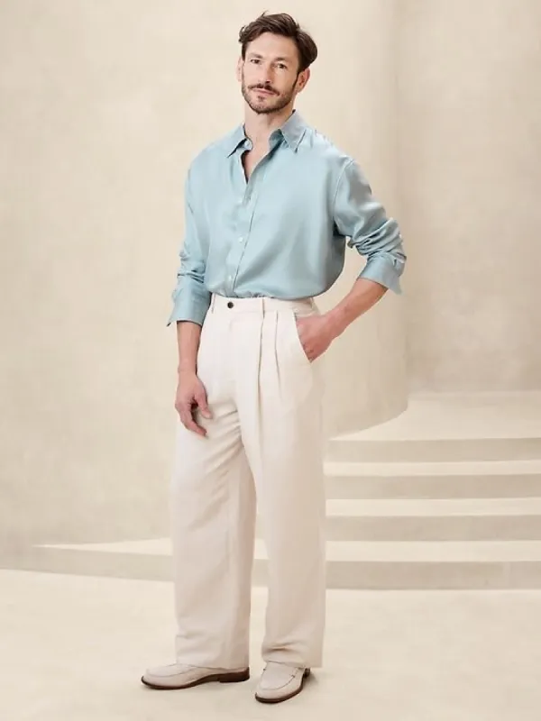 Lyam Relaxed Silk Shirt sold by Banana Republic