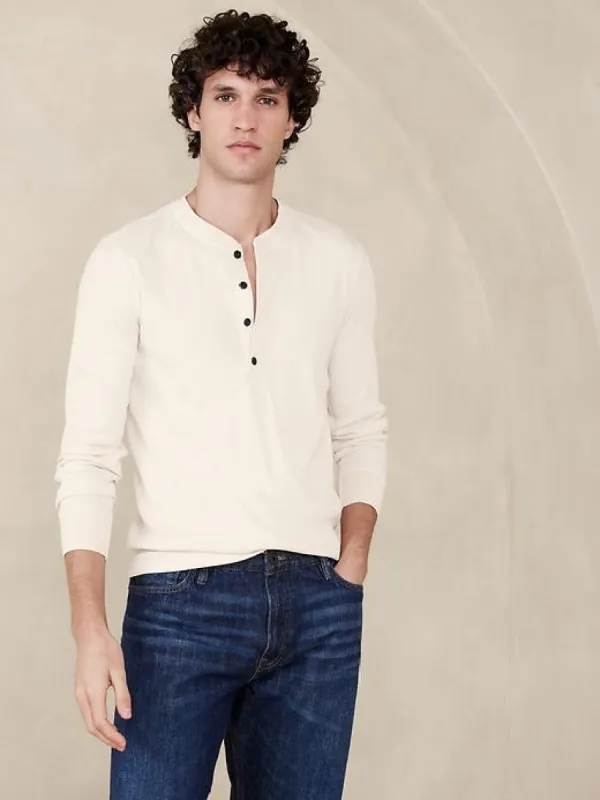Slim Ribbed Henley T-Shirt sold by Banana Republic