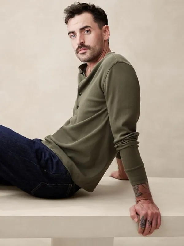 Slim Ribbed Henley T-Shirt sold by Banana Republic