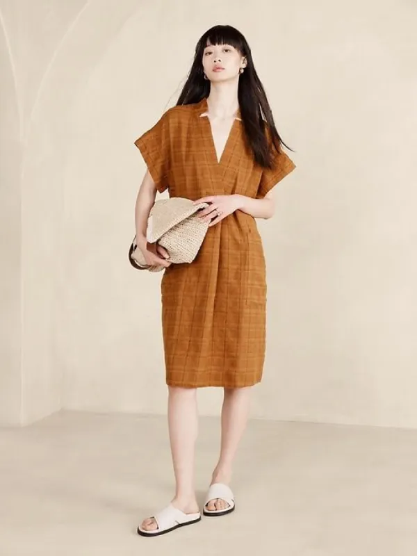 Laurel Linen-Cotton Utility Dress sold by Banana Republic