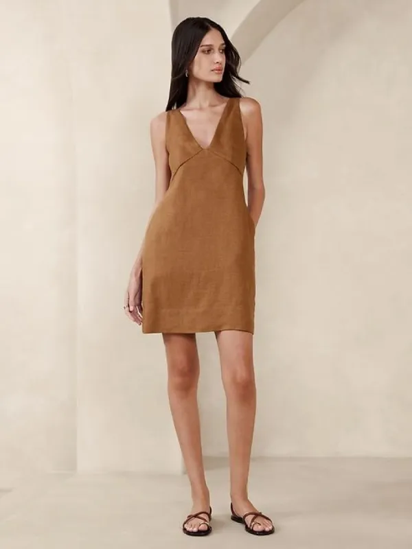 tie strap linen dress Hideaway Linen Tie Strap Dress- Desertscape – Shoptiques main image 0