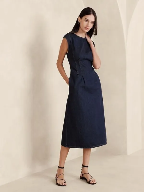 Lina Italian Denim Midi Dress sold by Banana Republic