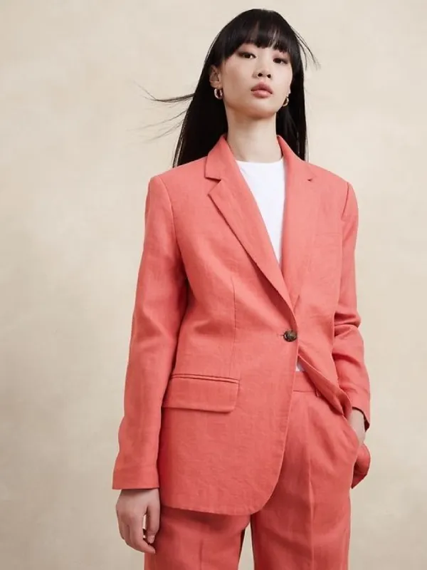 Lina Relaxed Linen Blazer sold by Banana Republic