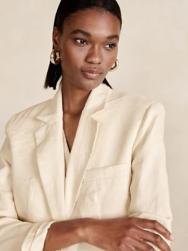Lina Relaxed Linen Blazer sold by Banana Republic