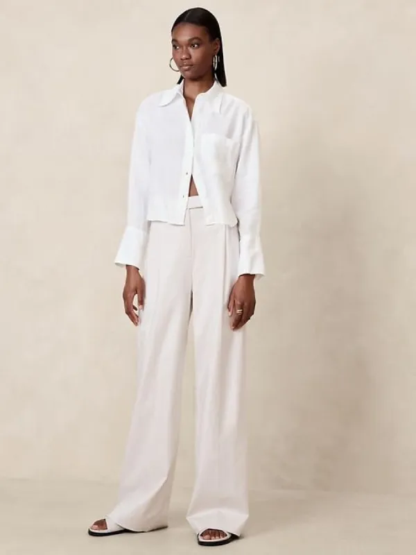 The Boxy Crop Linen Shirt sold by Banana Republic
