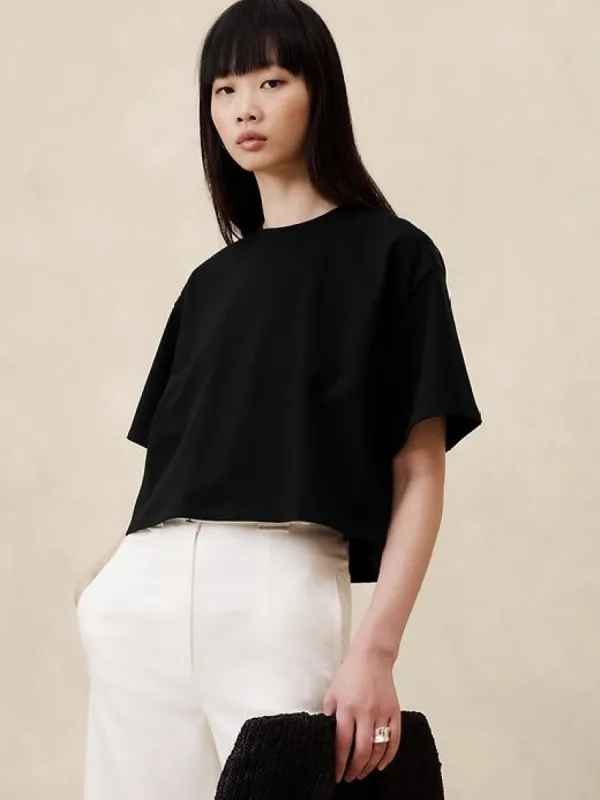 Heavy Cotton Boxy Crop T-Shirt sold by Banana Republic