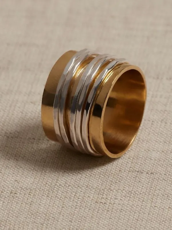 Spinning Bands Mixed Metal Ring | Aureus + Argent sold by Banana Republic
