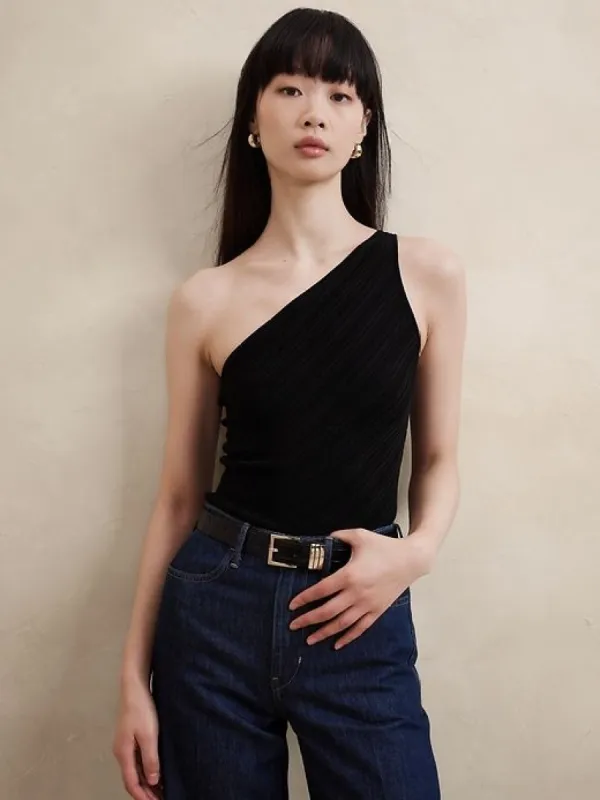 Emilia Ribbed One-Shoulder Top sold by Banana Republic