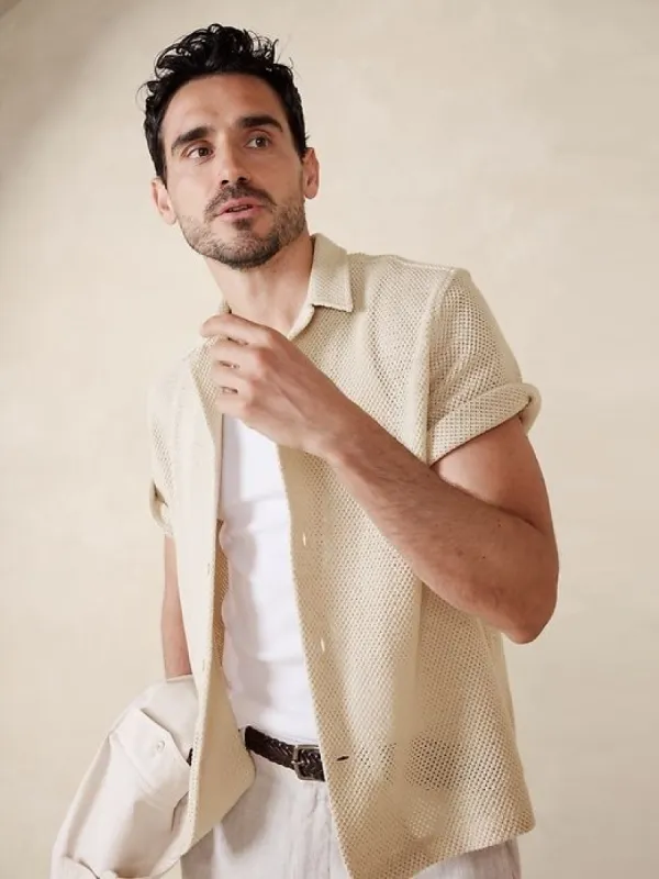 Mesh Resort Shirt made by Banana Republic