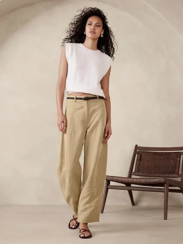 High-Rise Barrel Tencel™-Linen Pant sold by Banana Republic