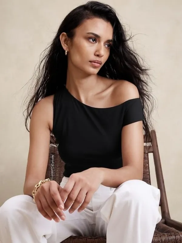 Crepe Knit Off-Shoulder Top sold by Banana Republic