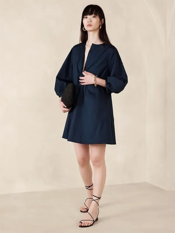 Poplin Lantern-Sleeve Mini Dress sold by Banana Republic