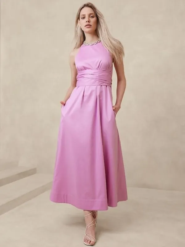 Stretch-Cotton Poplin Maxi Dress sold by Banana Republic
