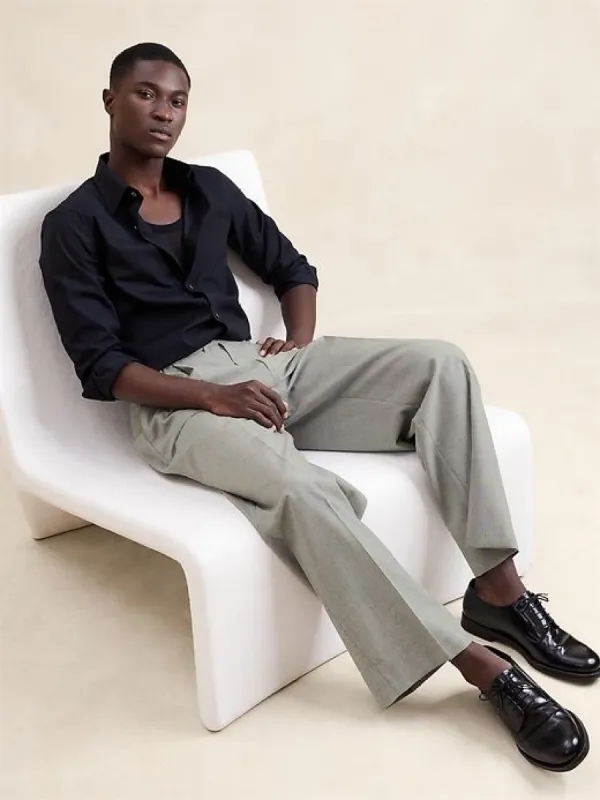 Signature Italian Rustico Wide-Leg Suit Pant sold by Banana Republic