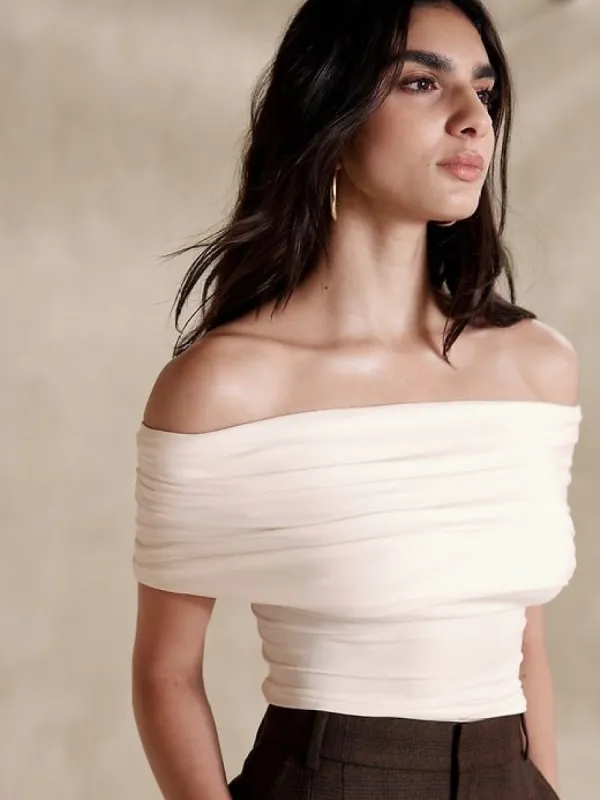 Cotton-Modal Off-Shoulder Top sold by Banana Republic