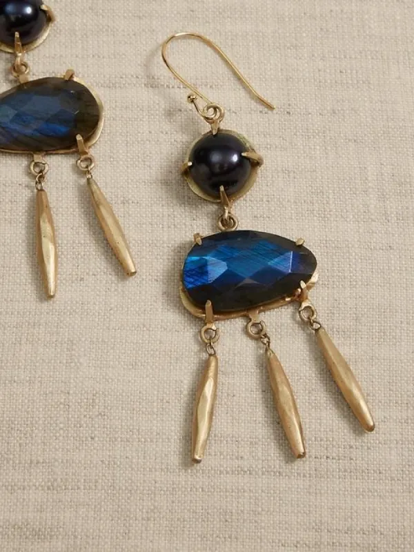 Alina Double Dangle Labradorite Earrings | Aureus + Argent sold by Banana Republic