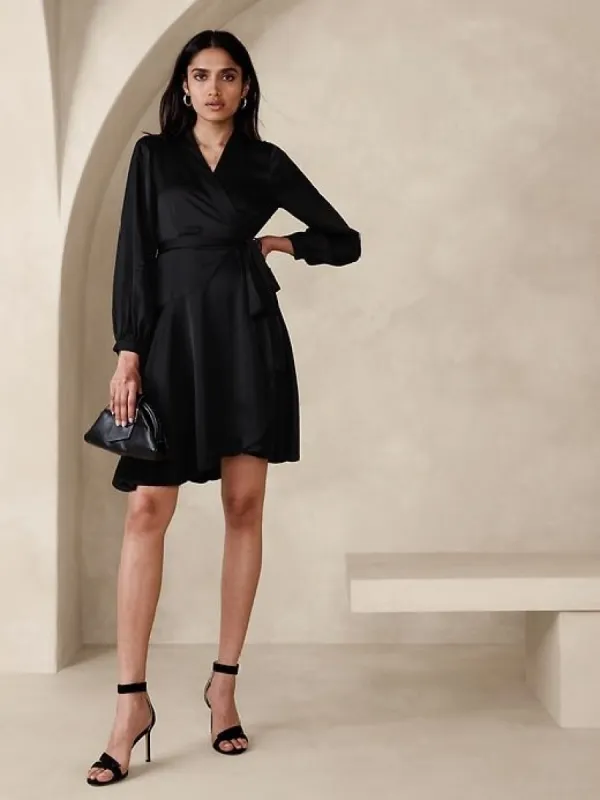 Belicia Satin Wrap Dress made by Banana Republic
