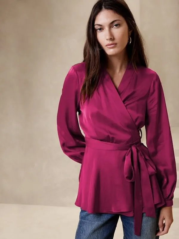 Carilla Satin Wrap Top sold by Banana Republic