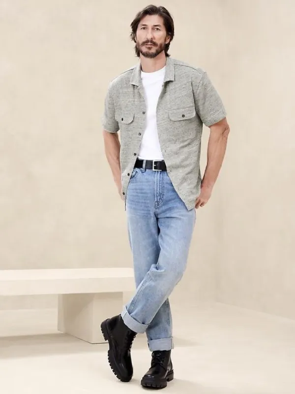 Linen French Terry Resort Shirt sold by Banana Republic