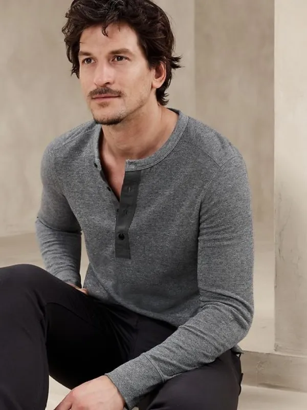 Double-Knit Henley T-Shirt sold by Banana Republic