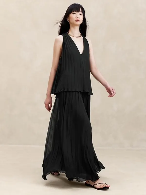 Malia Metallic Pleated Skirt sold by Banana Republic