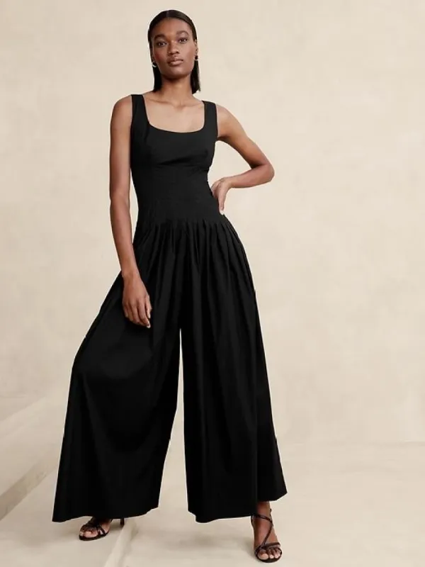 Ness Pleated Poplin Jumpsuit sold by Banana Republic