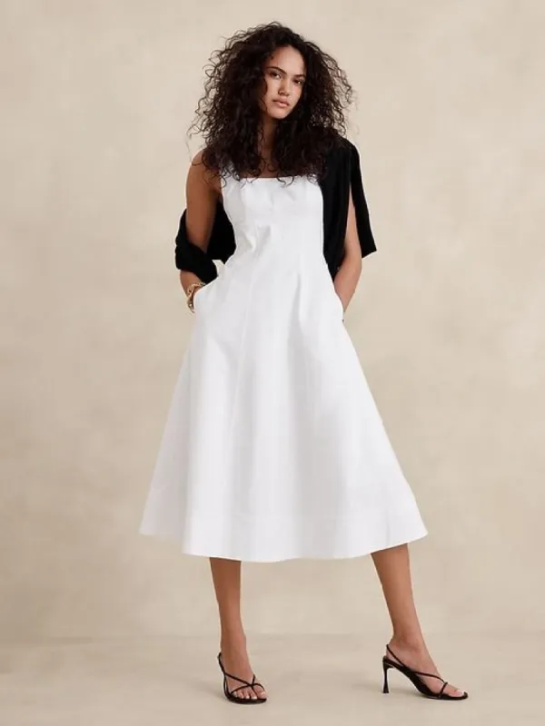 Natalia Square-Neck Midi Dress sold by Banana Republic