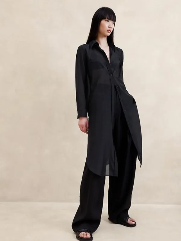 The Perfect Cotton-Silk Long Shirt sold by Banana Republic