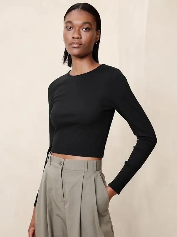 Ribbed Cropped T-Shirt sold by Banana Republic