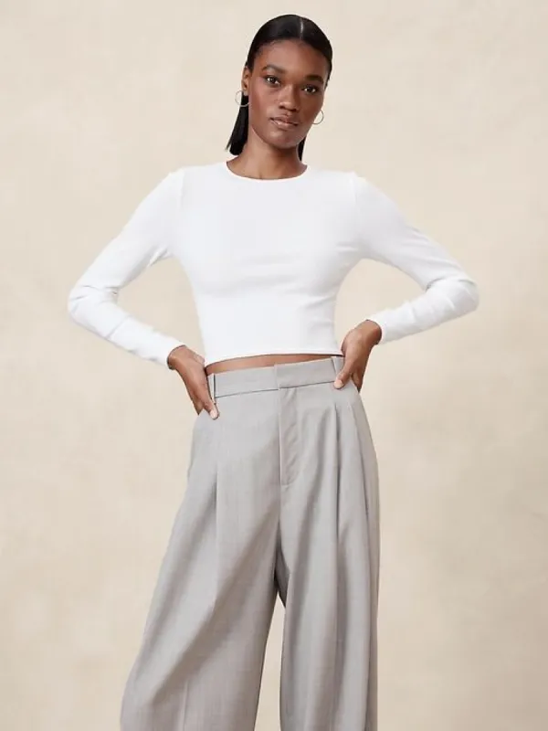 Ribbed Cropped T-Shirt sold by Banana Republic