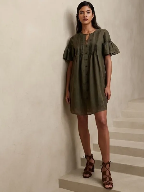 Petite Ramie Pintuck Dress sold by Banana Republic