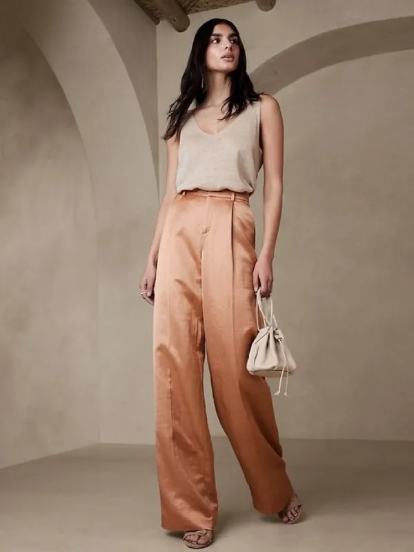 Brigitte Straight Satin Pant sold by Banana Republic