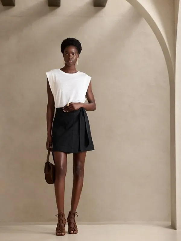 Tessa Cotton-Linen Mini Skirt sold by Banana Republic