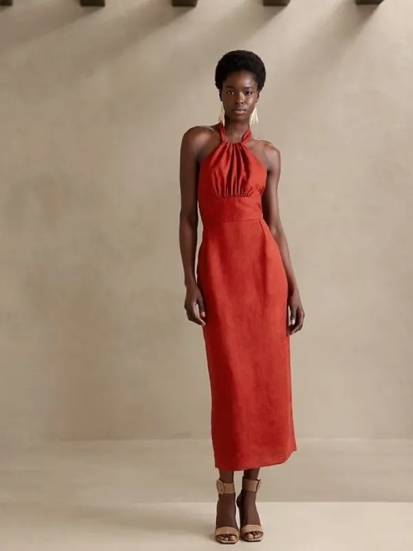 Lisa Linen Midi Dress sold by Banana Republic