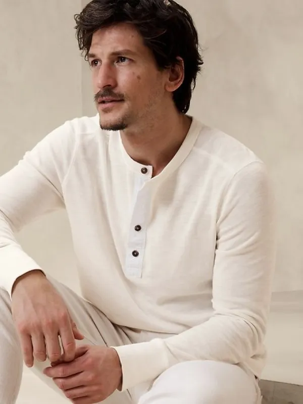 Double-Knit Henley T-Shirt sold by Banana Republic