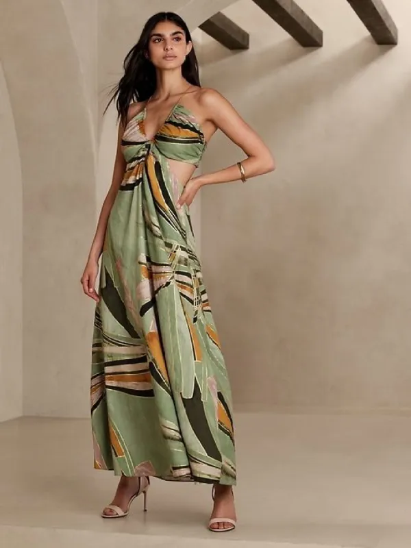 Manon Linen-Blend Maxi Dress sold by Banana Republic