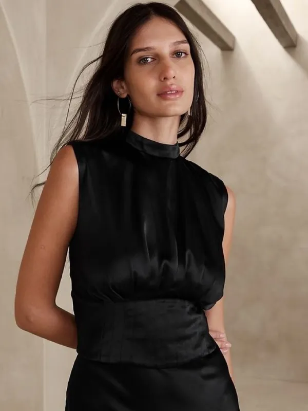 Muse Silk Pleated Top sold by Banana Republic