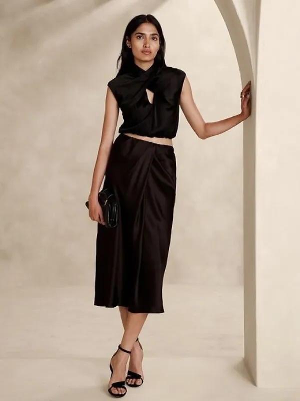 Zandra Silk Midi Skirt sold by Banana Republic