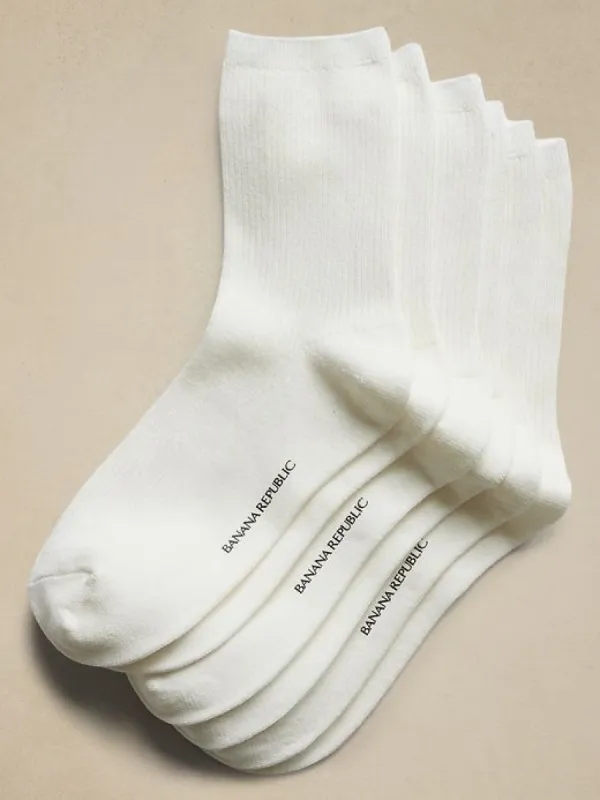 Silk-Cotton Crew Sock 3-Pack made by Banana Republic