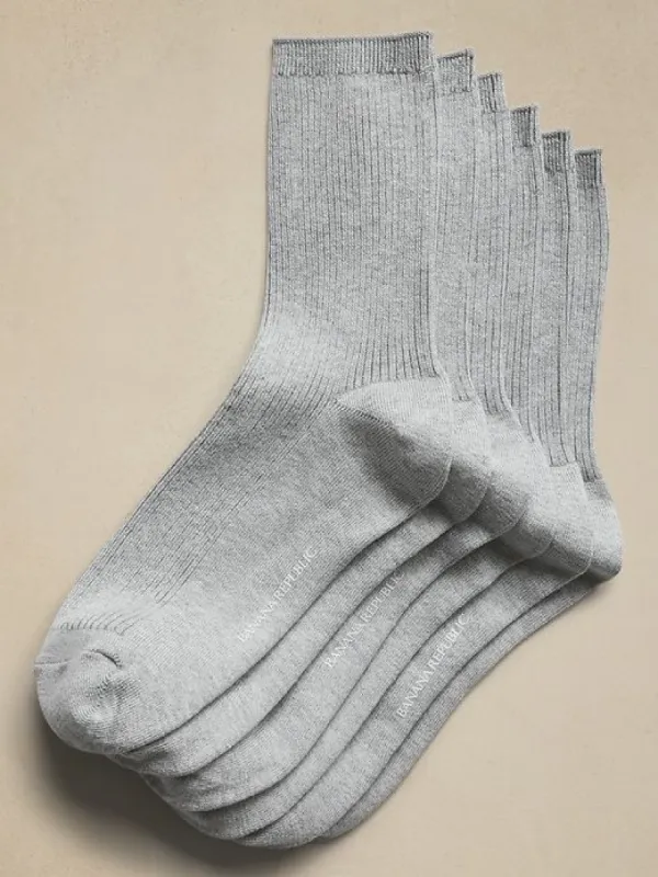 Silk-Cotton Crew Sock 3-Pack made by Banana Republic