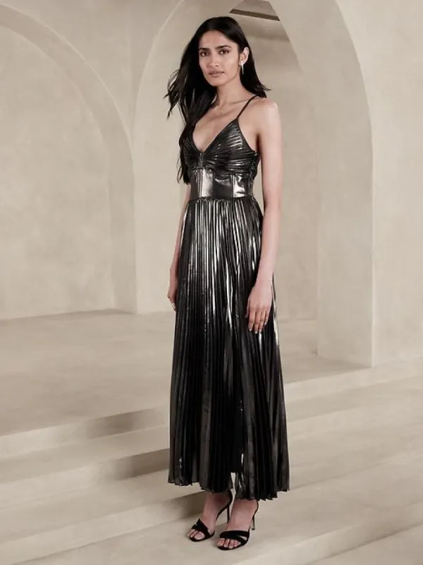 Odetta Metallic Maxi Dress sold by Banana Republic
