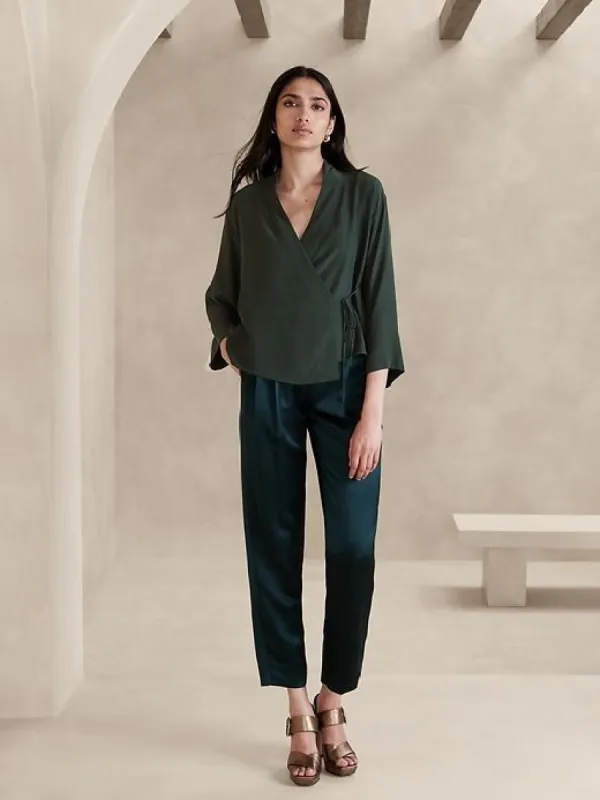 Alisa Silk Wrap Top sold by Banana Republic