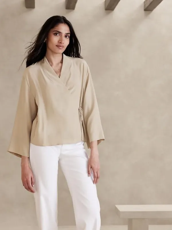 Alisa Silk Wrap Top sold by Banana Republic