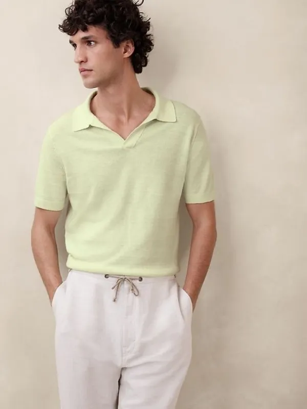 Giorgio Linen-Cotton Sweater Polo sold by Banana Republic