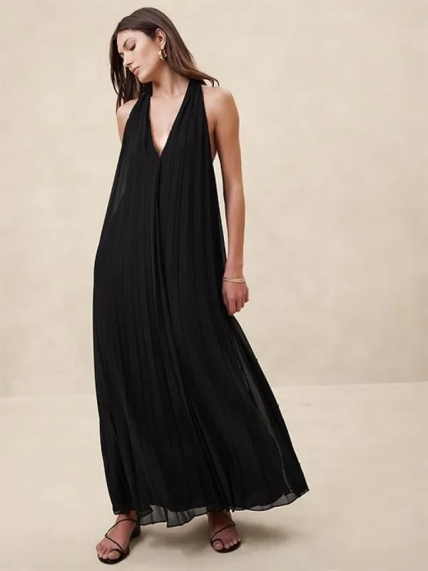 Odetta Pleated Maxi Dress sold by Banana Republic