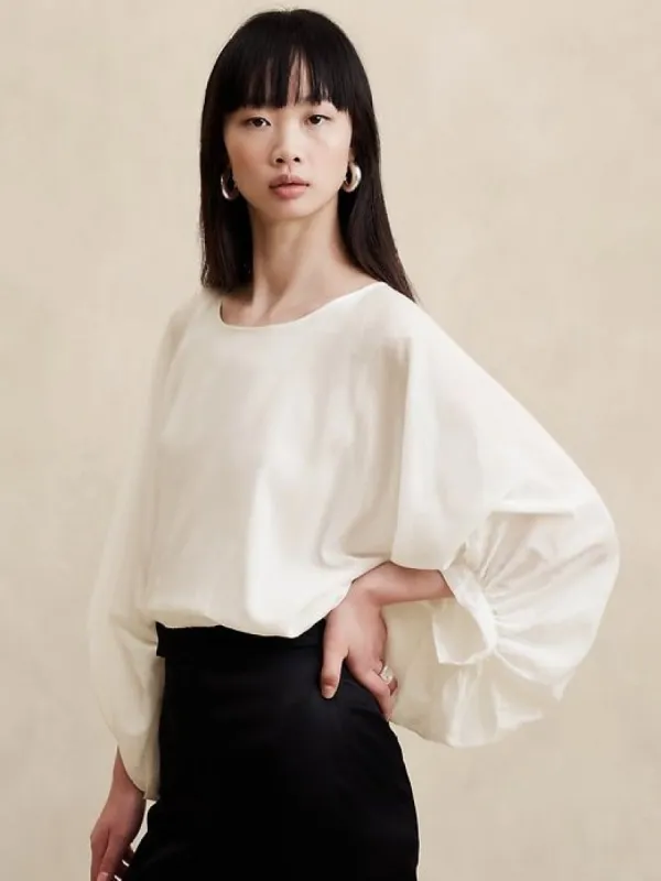 Eliana Cotton-Silk Top sold by Banana Republic