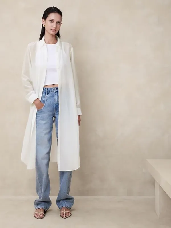 The Perfect Cotton-Silk Long Shirt sold by Banana Republic