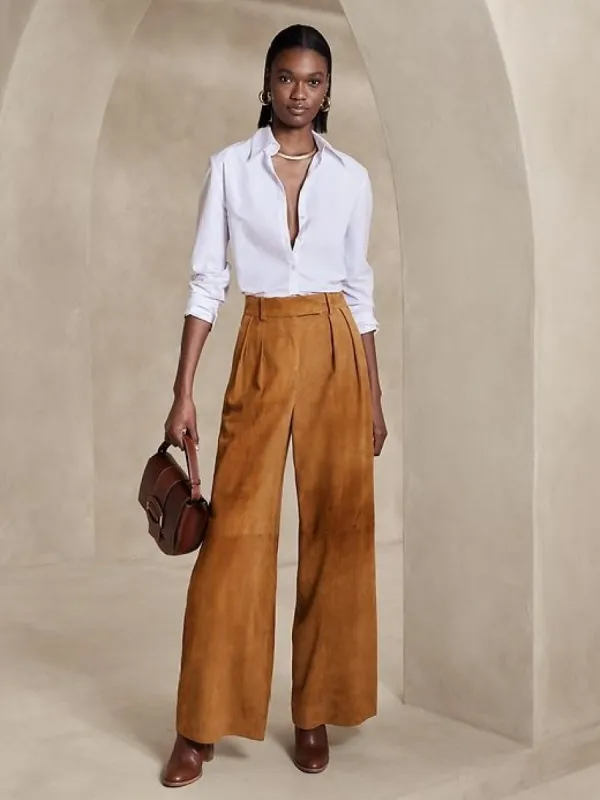 Cruise Wide-Leg Suede Pant sold by Banana Republic