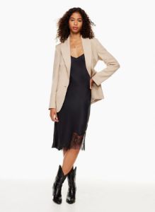 Wilfred Women's Sonnet Satin Dress in Black/Black size 2XS sold by Aritzia